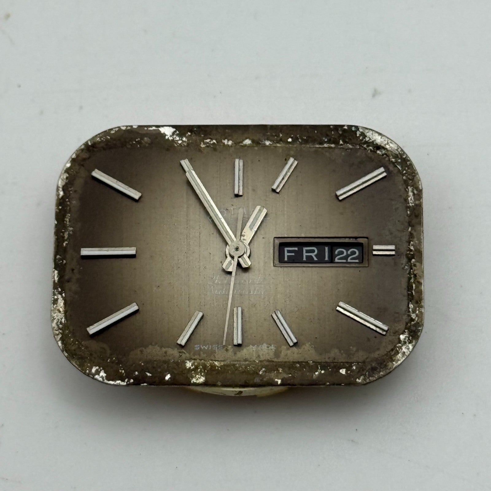 38mm Men’s Rare Vintage Rotary TV Case Automatic Swiss Date Watch PARTS REPAIR