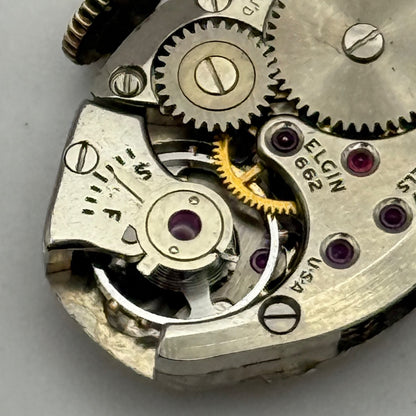 Elgin 662 Watch Movement 17 Jewels USA Vintage American Parts Repair 14.3mm