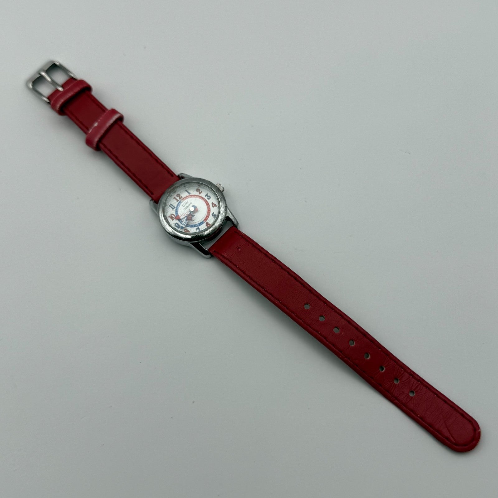 D for Diamond Unisex Kids Time Teacher Quartz Watch Red Strap Japan Working 23mm
