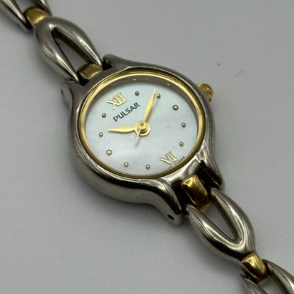 20mm Working Ladies Pulsar V401-X209 Two Tone Quartz Japan Watch 6.5 Inches