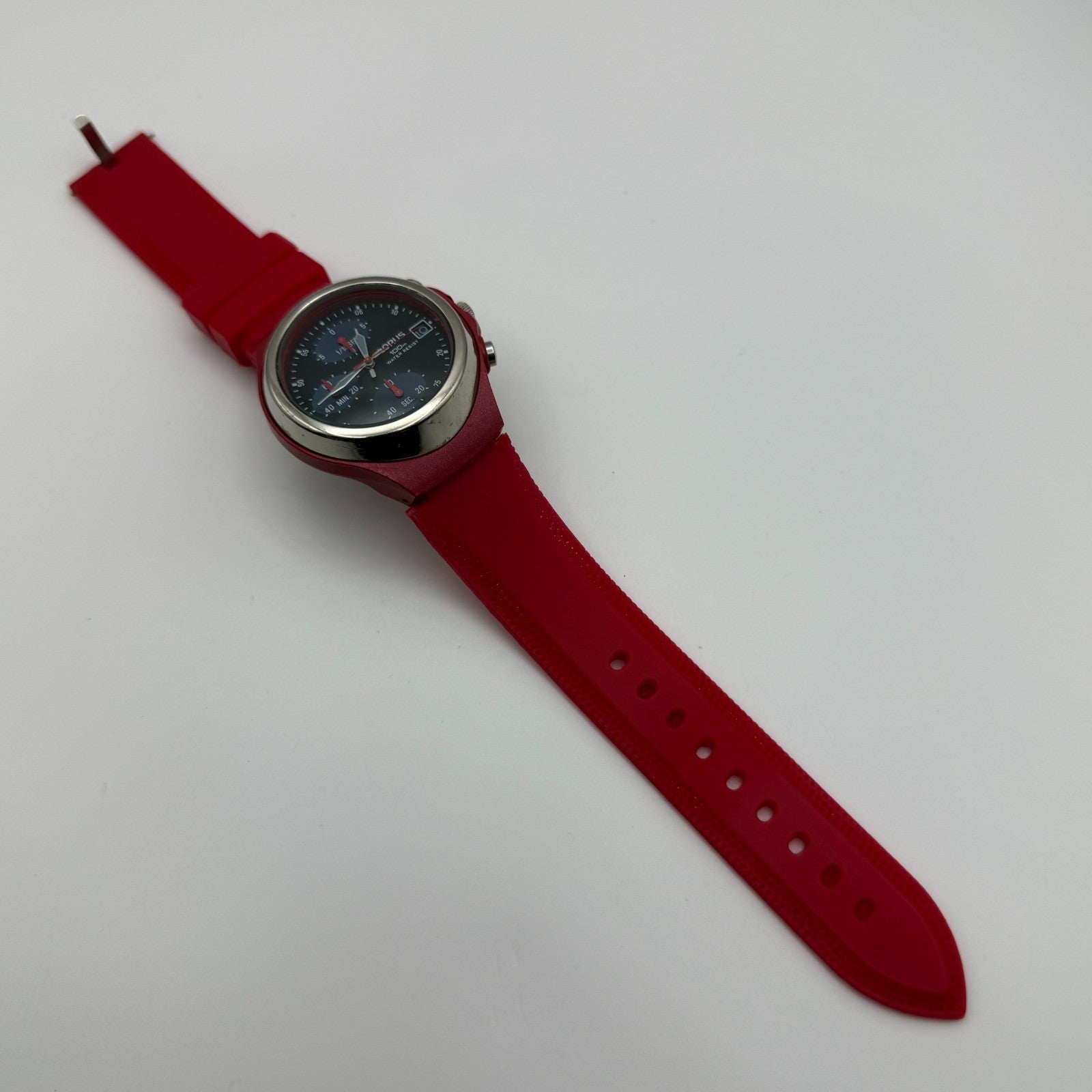 Lorus Men's Plastic Chronograph Quartz Watch v657-0020 Red 39mm Runs To Repair