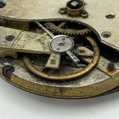 47.6mm Antique Key Wound Pocket Watch Movement Dial PARTS REPAIR SPARES