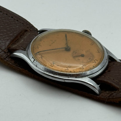 34mm Men’s Vintage Onsa Bund Strap Salmon Dial Manual Wind Watch TO RESTORE