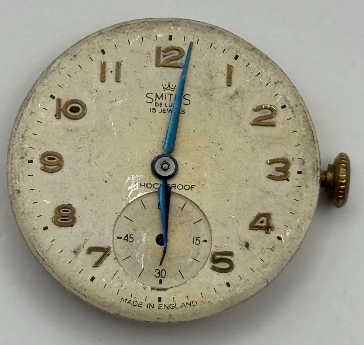 Smiths De Luxe 15 Jewels Shockproof Watch Movement Manual Wind Parts 26.8mm