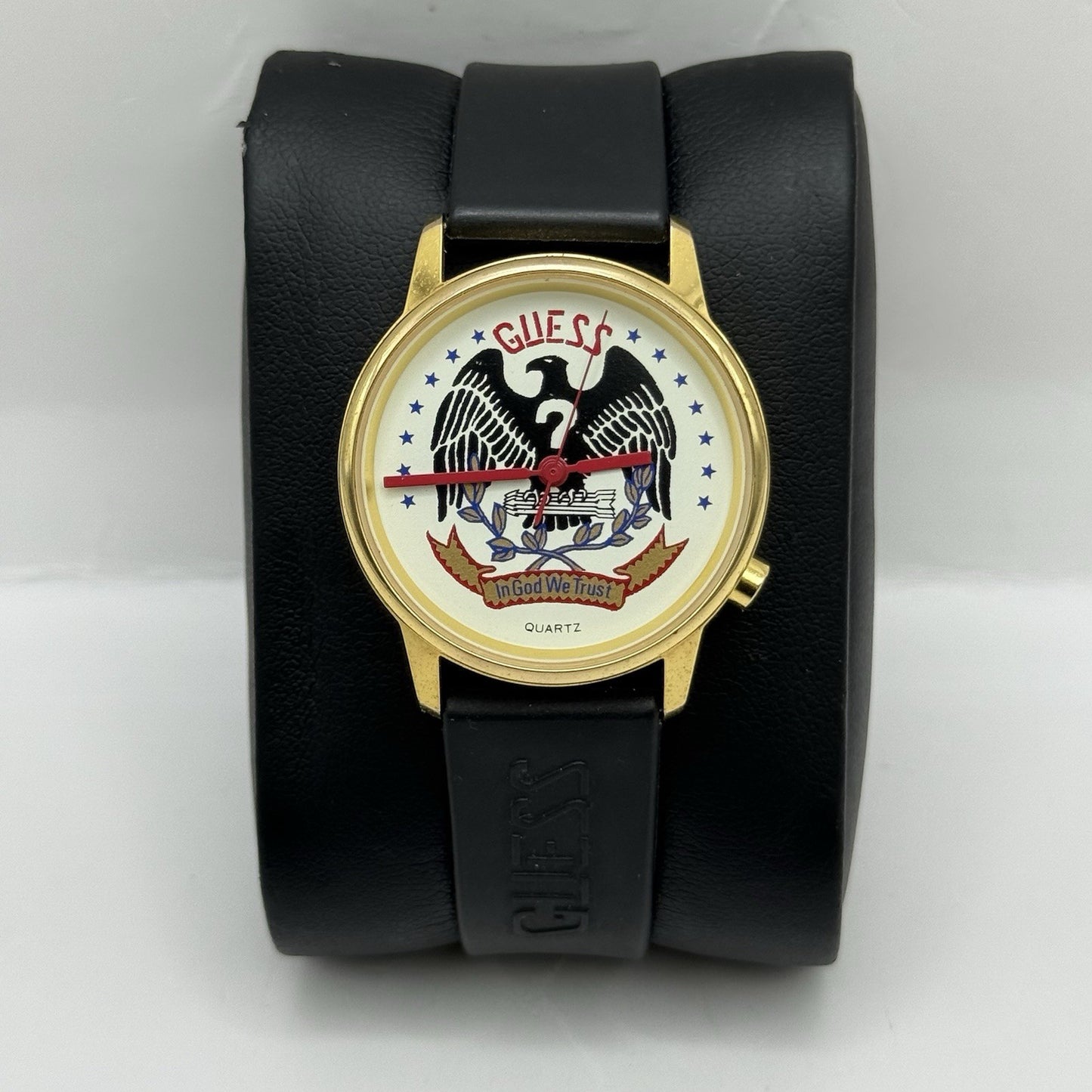 30mm Working Ladies Guess In God We Trust Hong Kong Gold Plated Quartz Watch