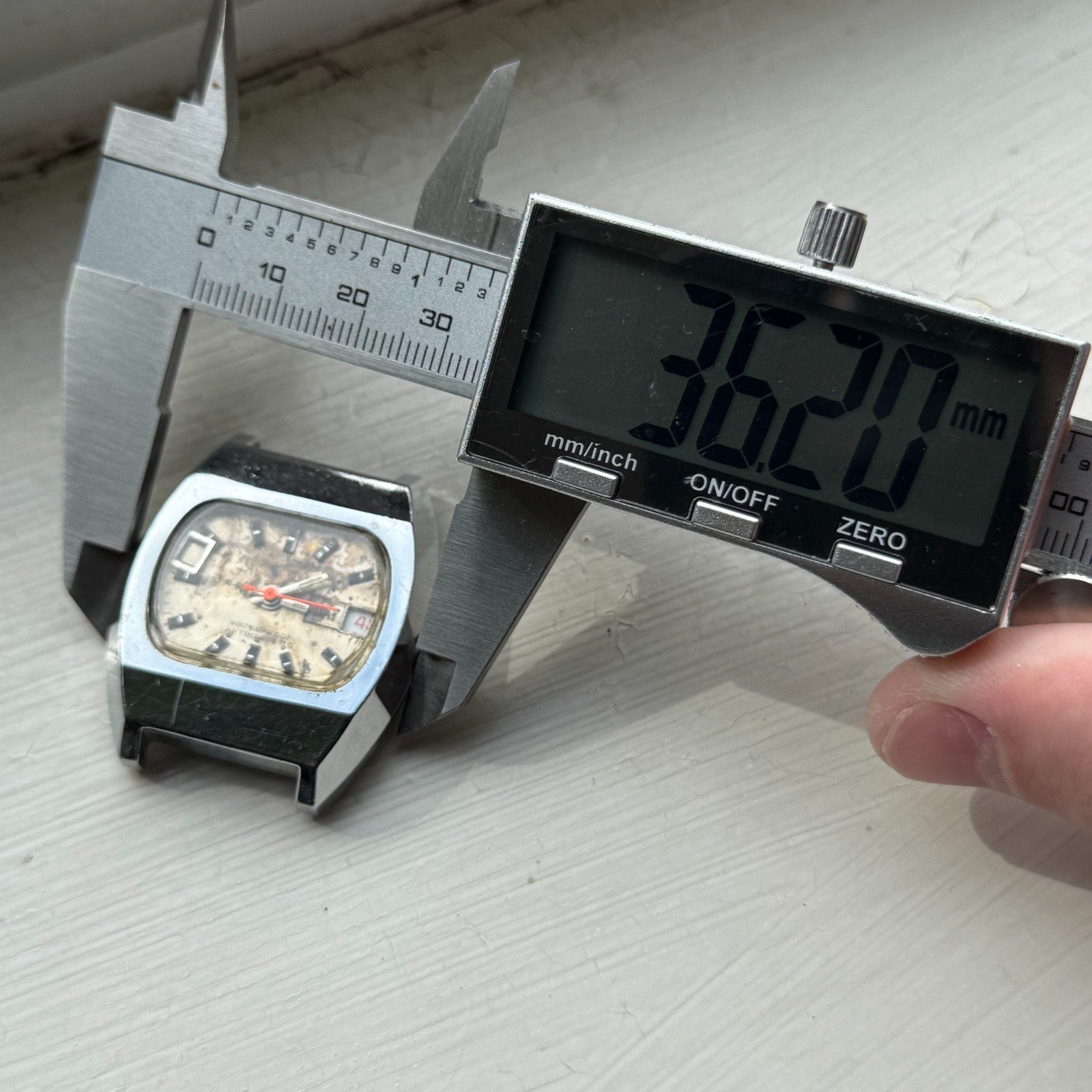 36mm Men's Vintage TV Shape Waterproof Date Swiss Manual Wind Watch PARTS REPAIR