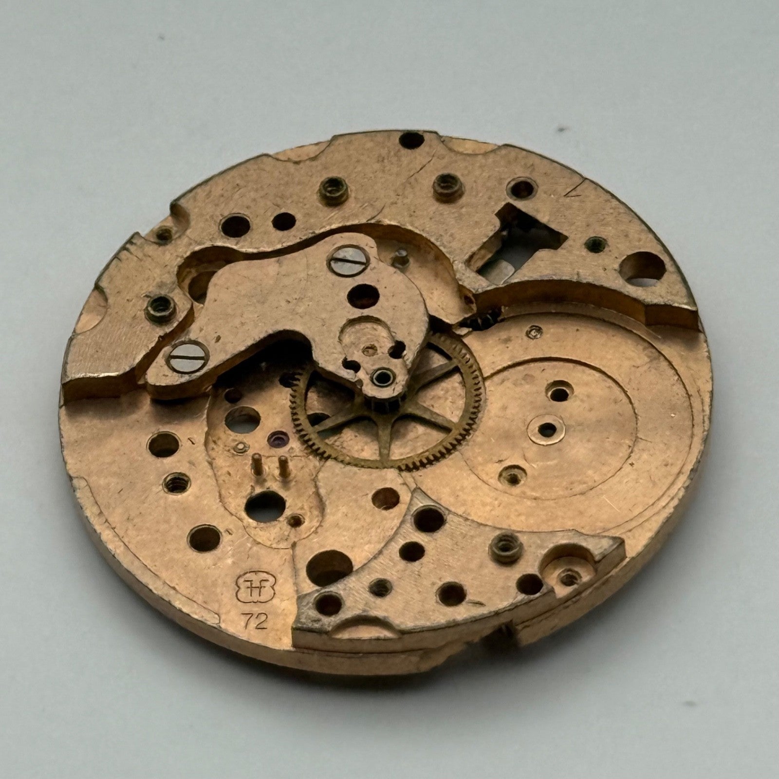 FHF 72 Watch Movement Main Plate Manual Wind Vintage Swiss Parts Repair 25.9mm