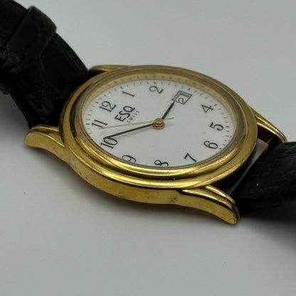 Working Esquire ESQ 300328 Date Swiss 33mm Quartz Watch New Battery Adjustable