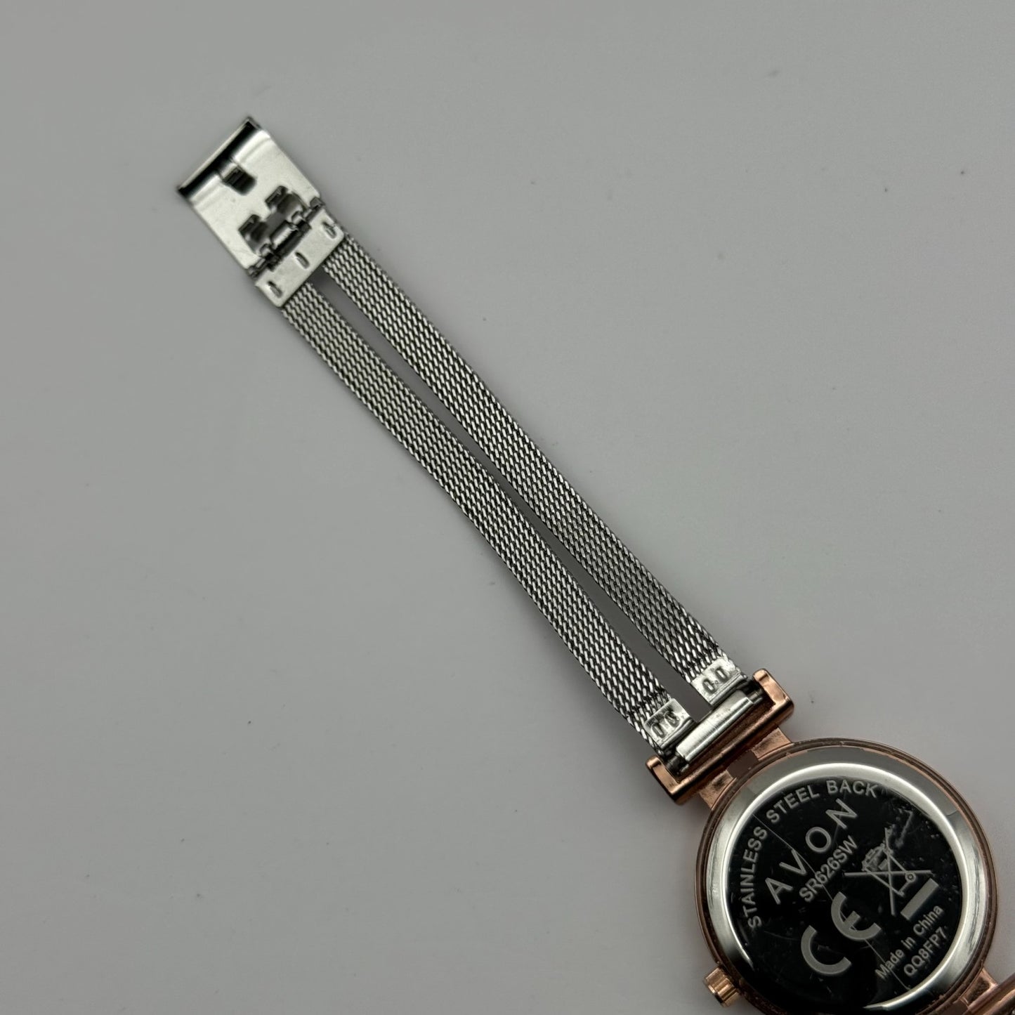 Avon Ladies Quartz Watch Crystal Accents Dial Mesh Strap Working 28mm 6 Inches