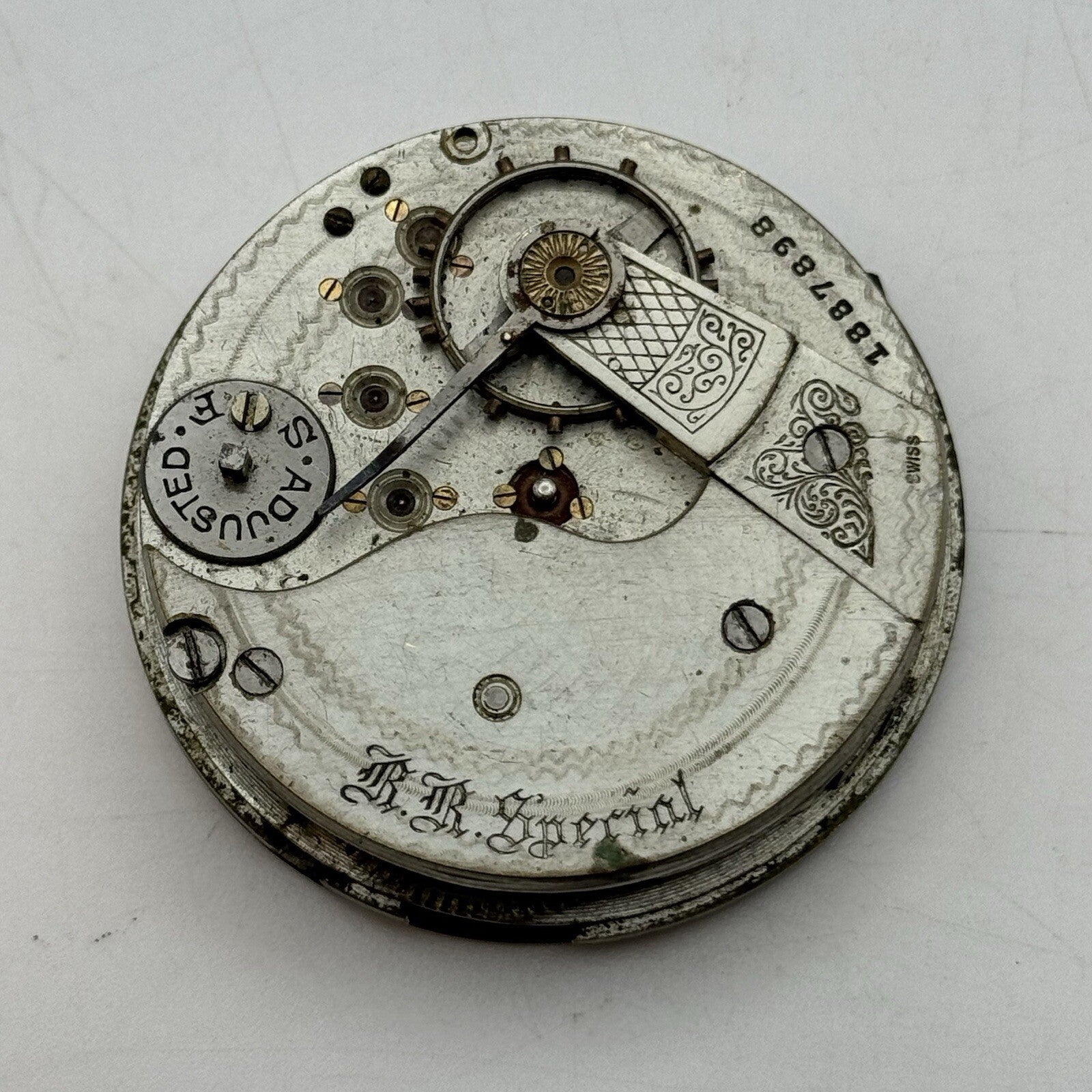 45.7mm Veritoff "Fake" Railroad Special Pocket Watch Movement FOR PARTS