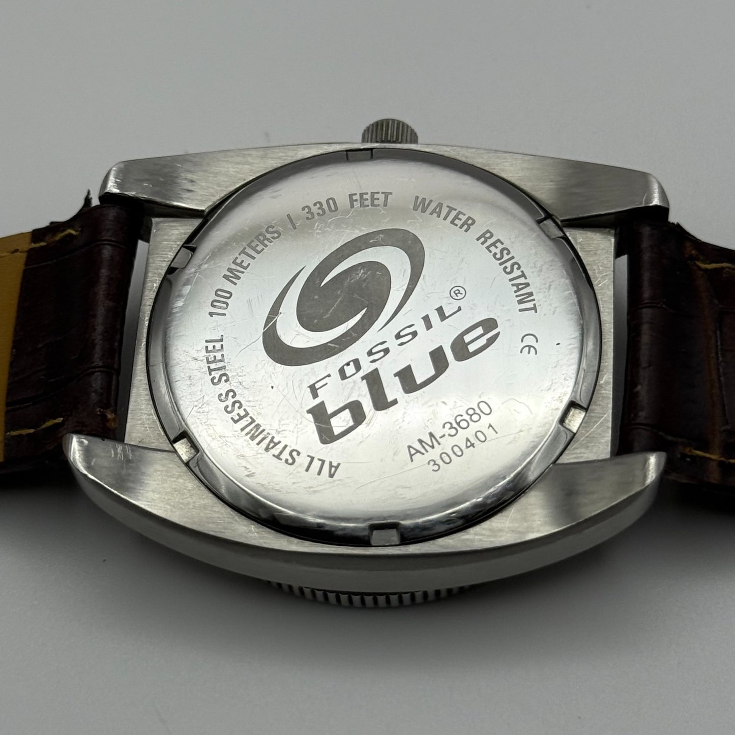 Fossil Blue 100 Meters Men’s Watch Quartz AM-3680 Date Dial Steel Working 38mm