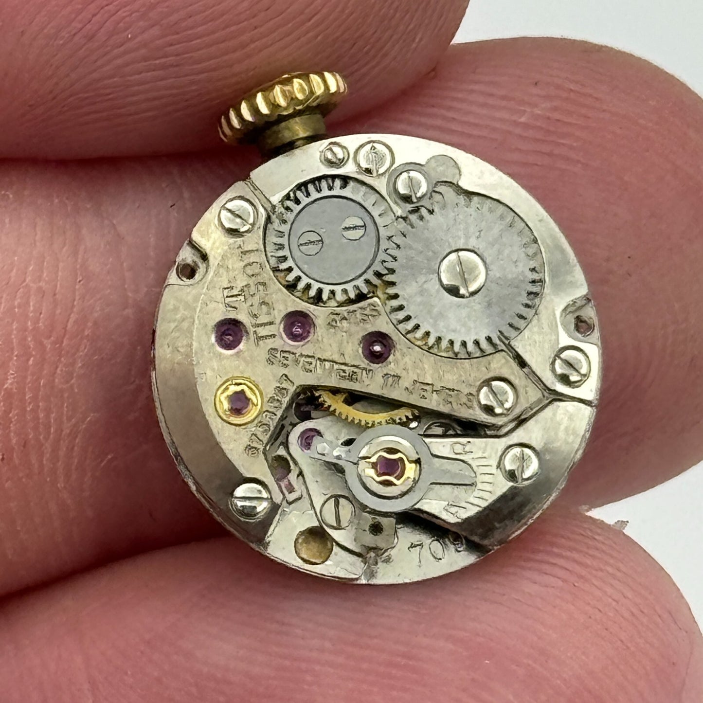 15.5mm Tissot 709 Swiss 17 Jewels Manual Wind Watch Movement Crown Vintage PARTS