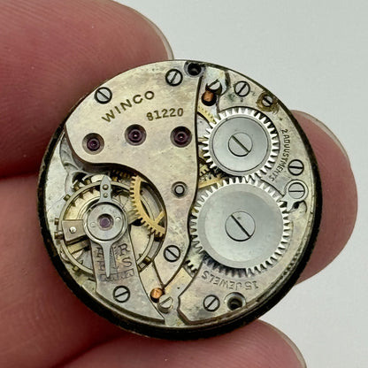23.6mm Winco 81220 Manual Wind 15 Jewels Watch Movement Swiss Vintage PARTS