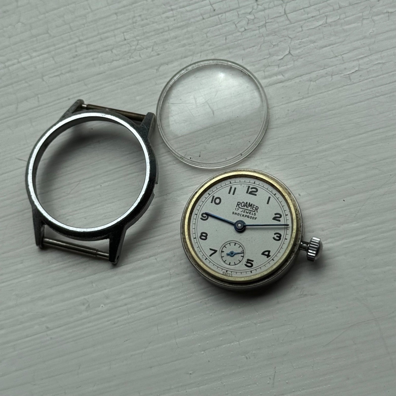 Vintage Roamer Shockproof Watch Brevete 215999 180459 Sub Secs Watch To Restore