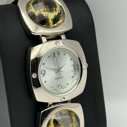 Avon Ladies Quartz Watch Silver Dial Squared Shape Bracelet Japan Working 25mm