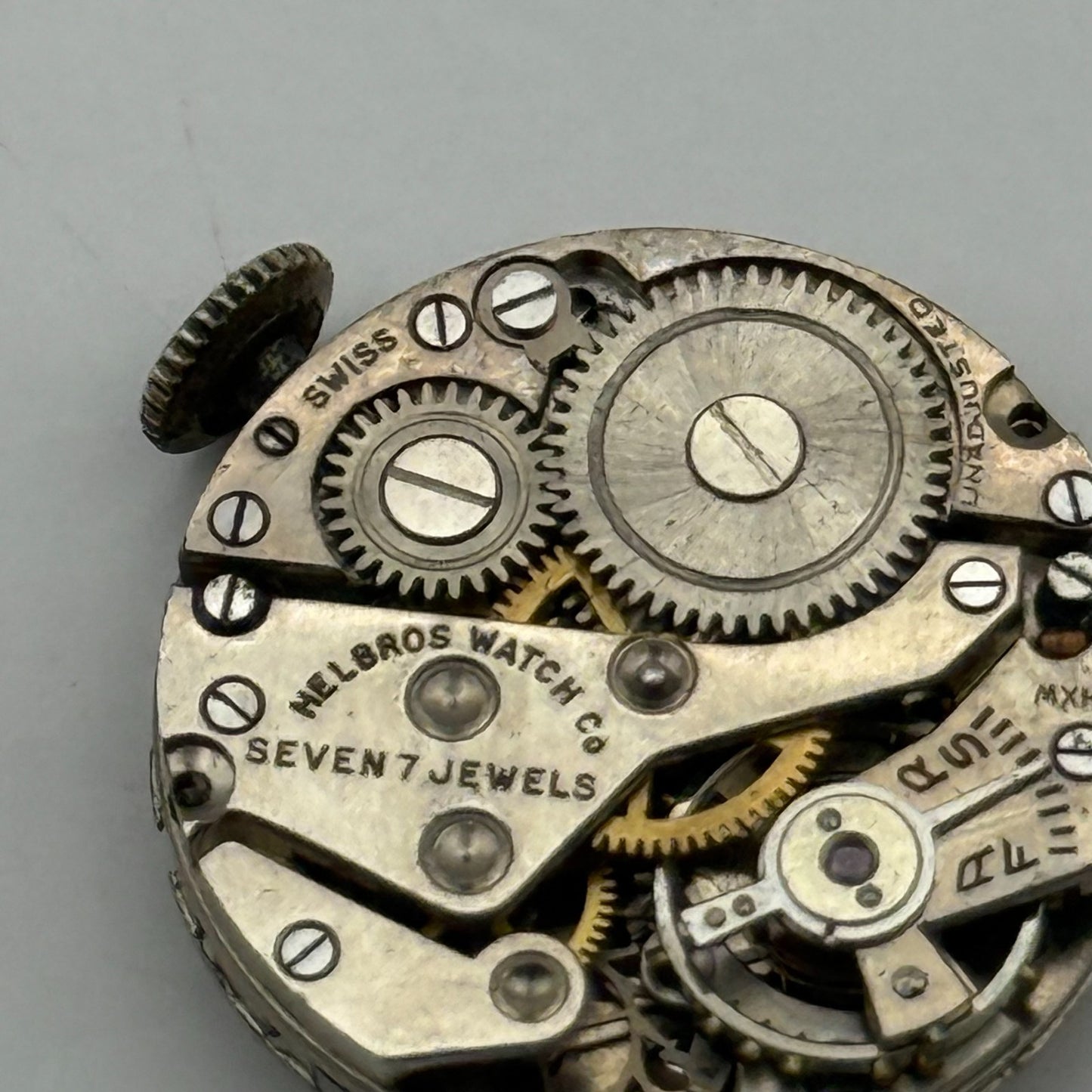 Helbros MXH 7 Jewels Watch Movement Manual Wind Vintage Parts Repair 19.5mm