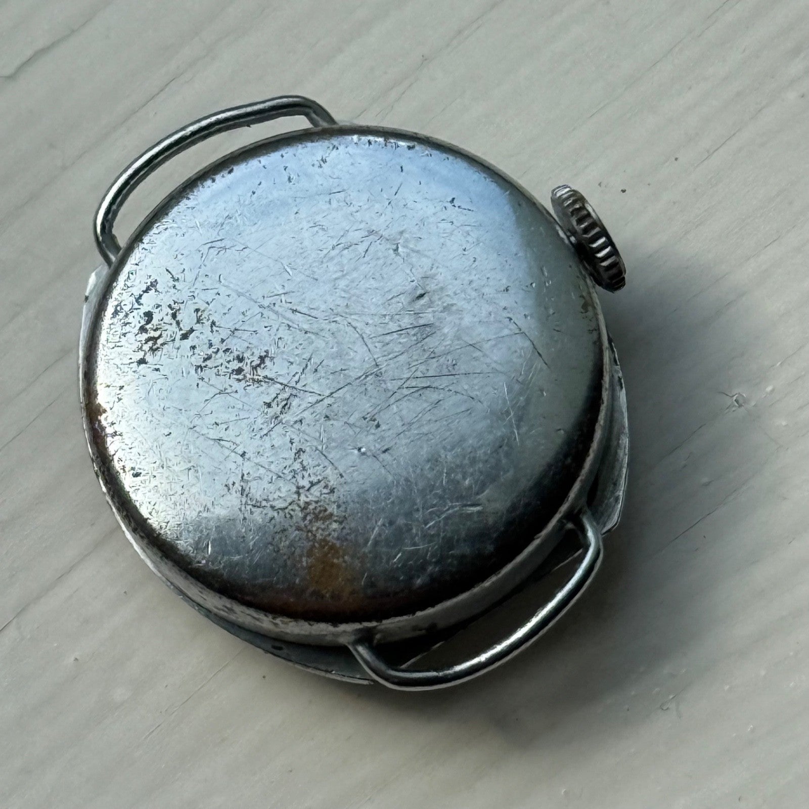 22mm Vintage Elco Bullseye Silver Ring Dial Manual Wind Watch PARTS / REPAIR