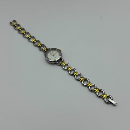 22mm Working Ladies Via Lucia 181 Two Tone Gold And Silver Quartz Watch 7 Inches