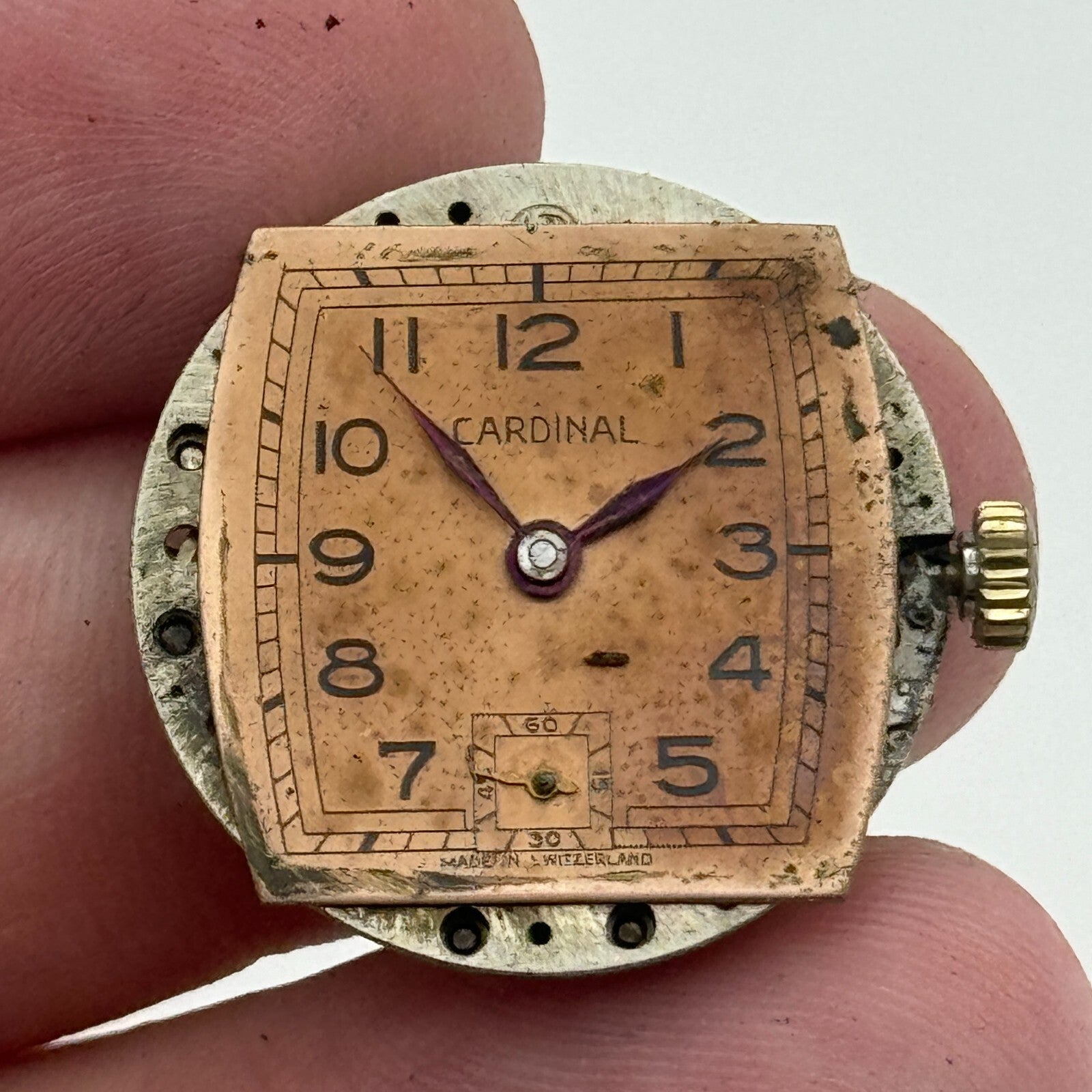 26mm Vintage Cardinal Swiss 15 Jewels Rolled Gold Manual Wind Watch PARTS REPAIR