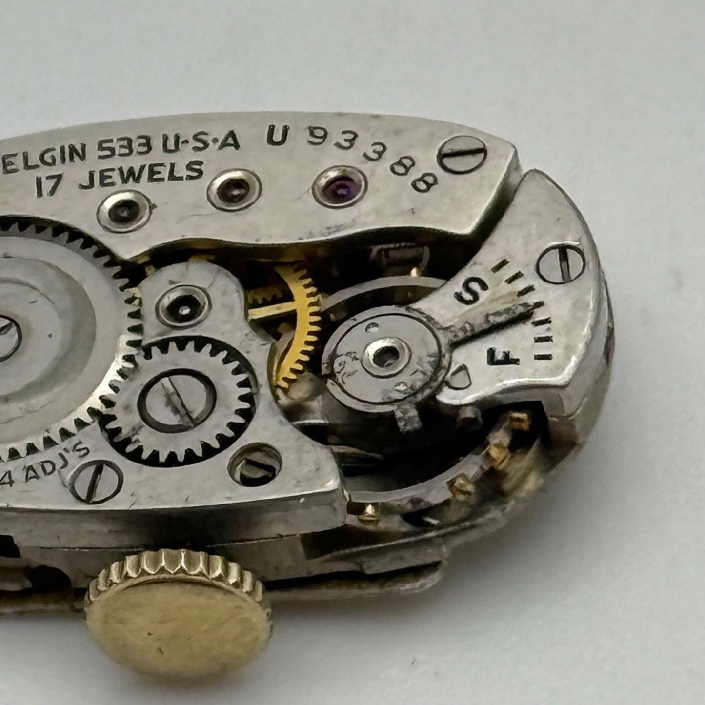 Elgin Grade 533 Model 2 Watch Movement 1947 De Luxe American Parts Repair
