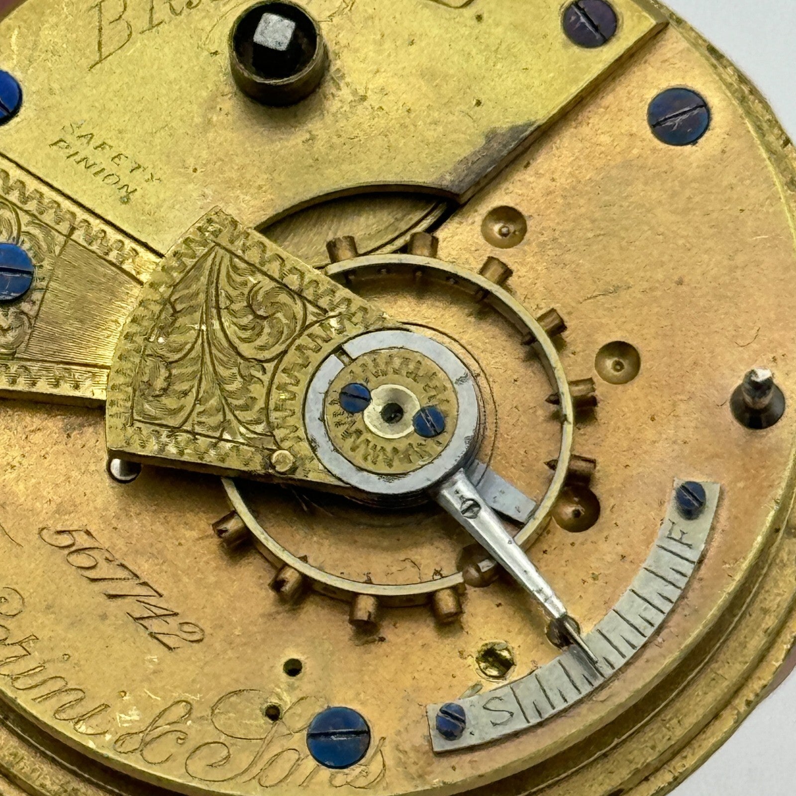 46.5mm Fattoroni & Sons Bradford Chronometer Makers Pocket Watch Movement PARTS