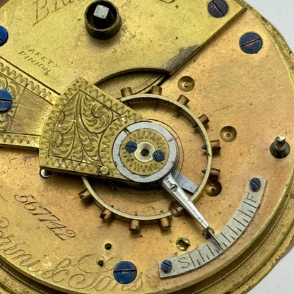 46.5mm Fattoroni & Sons Bradford Chronometer Makers Pocket Watch Movement PARTS