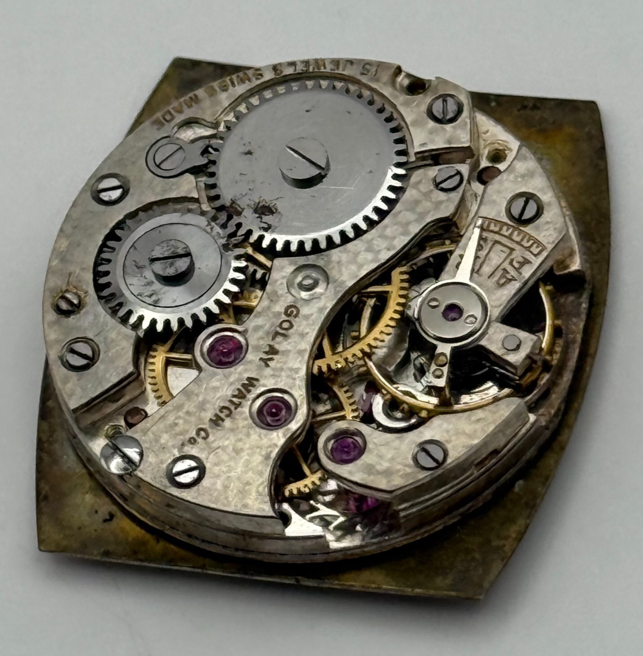 Art Deco Golay Watch Co Watch Movement Manual Wind Vintage Parts Repair 21.4mm