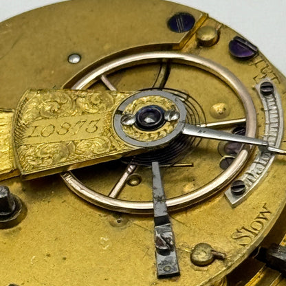 Fusee Pocket Watch Movement Antique English Key Wound Parts Repair Spares 35.9mm