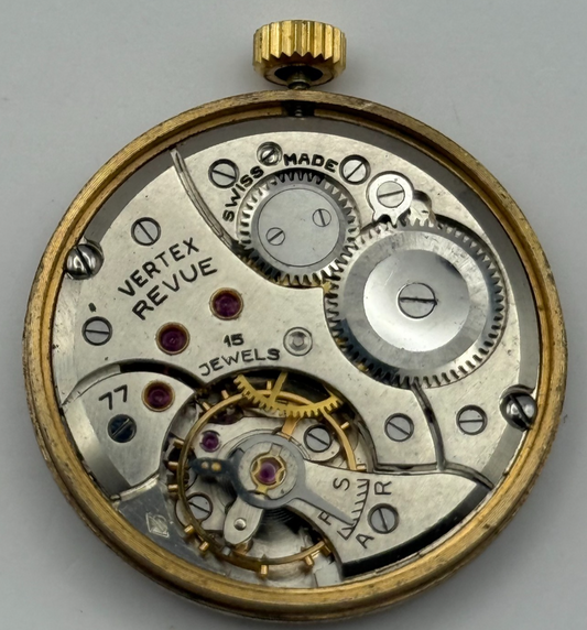 Vertex Revue 77 Watch Movement Running Manual Wind Vintage Parts Repair 28.5mm