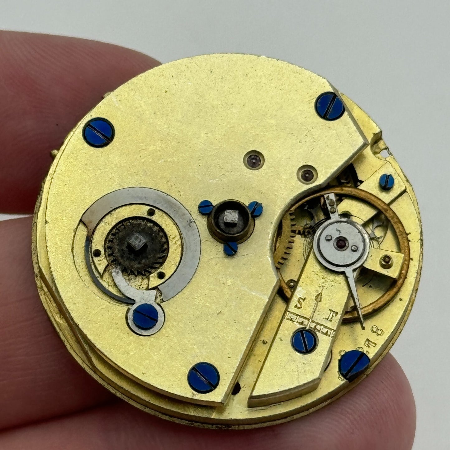 36.3mm Antique Unidentified Key Wound Pocket Watch Movement PARTS REPAIR SPARES