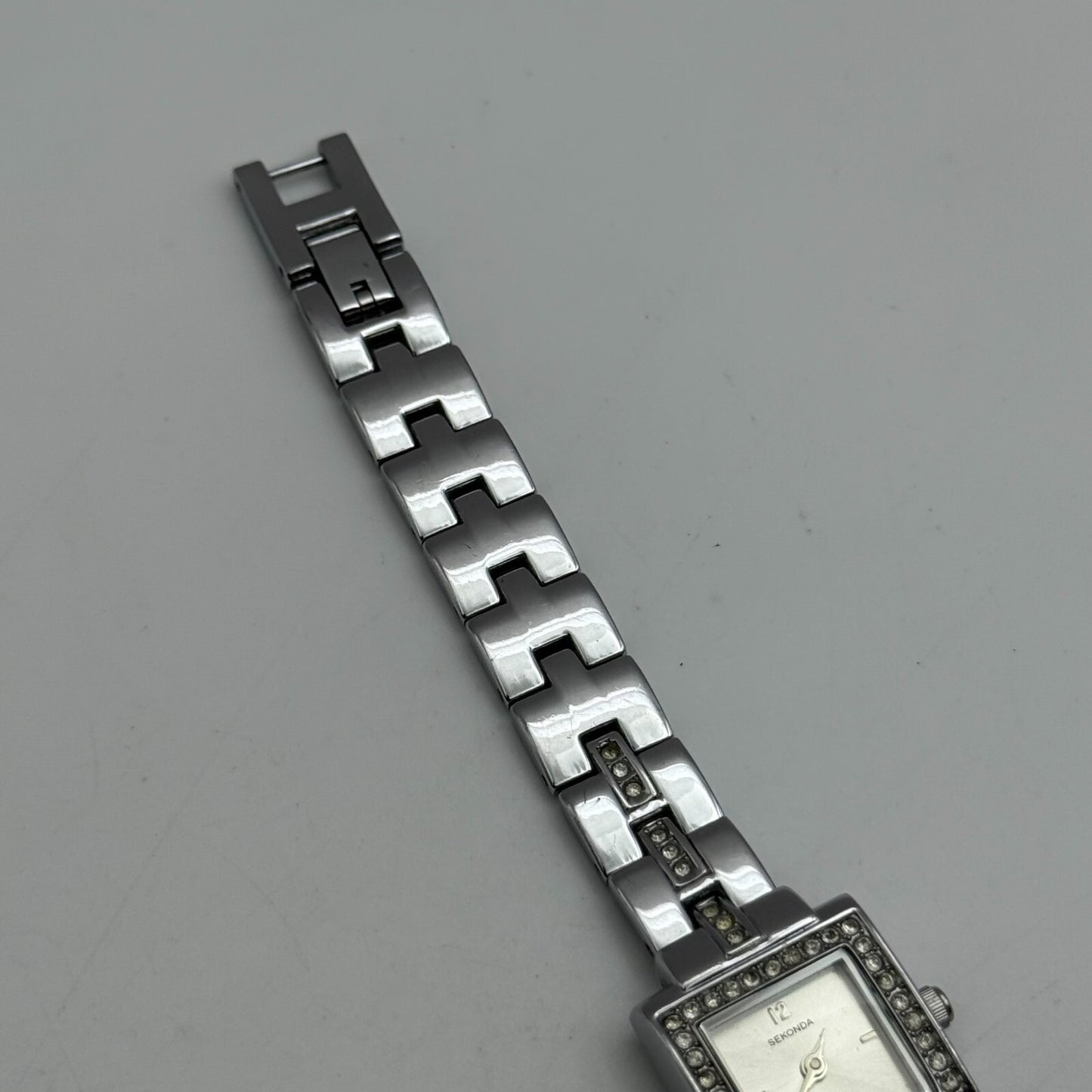 19mm Working Ladies Sekonda 4738 Jewelled Silver Tone Japan Quartz Watch 6 Inch