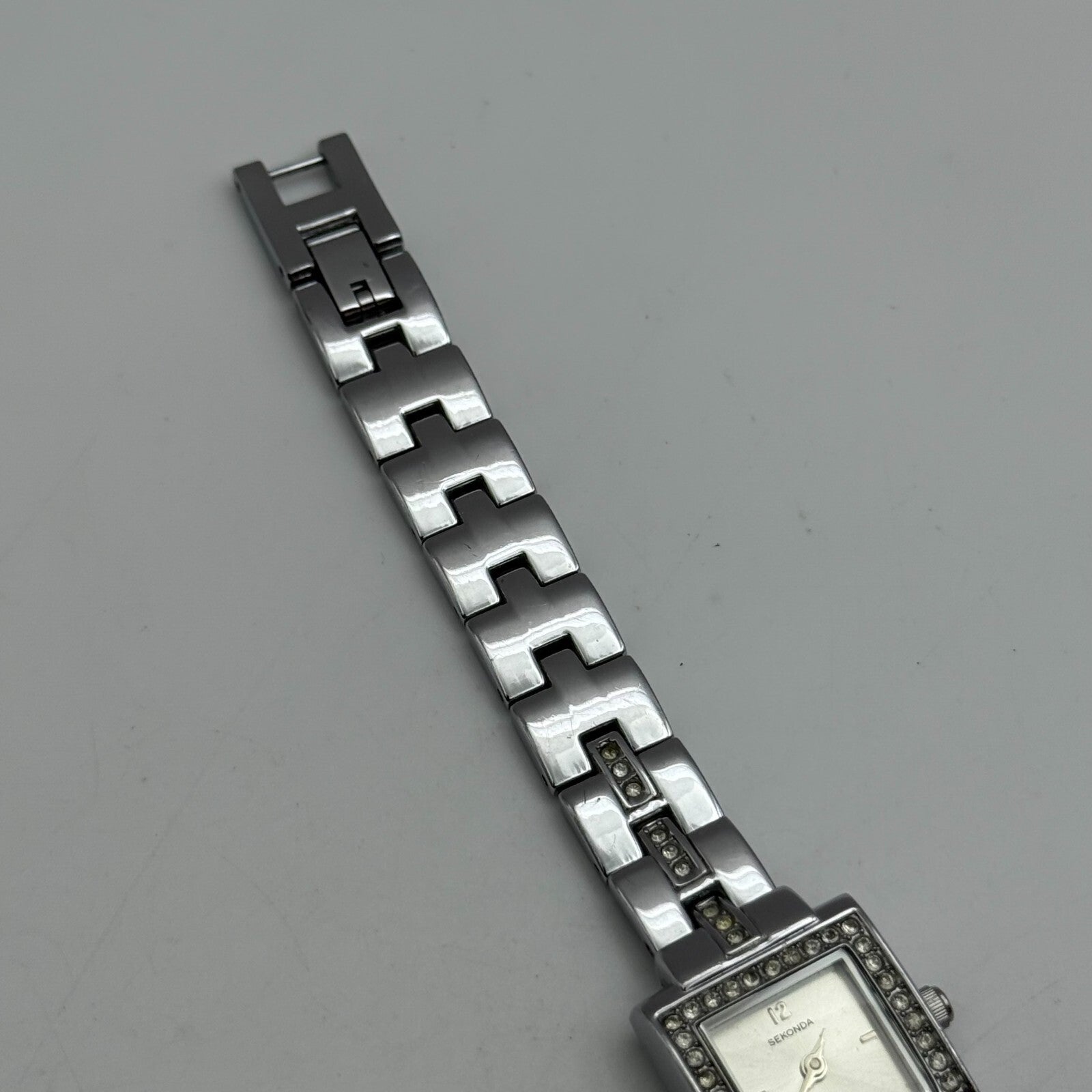 19mm Working Ladies Sekonda 4738 Jewelled Silver Tone Japan Quartz Watch 6 Inch