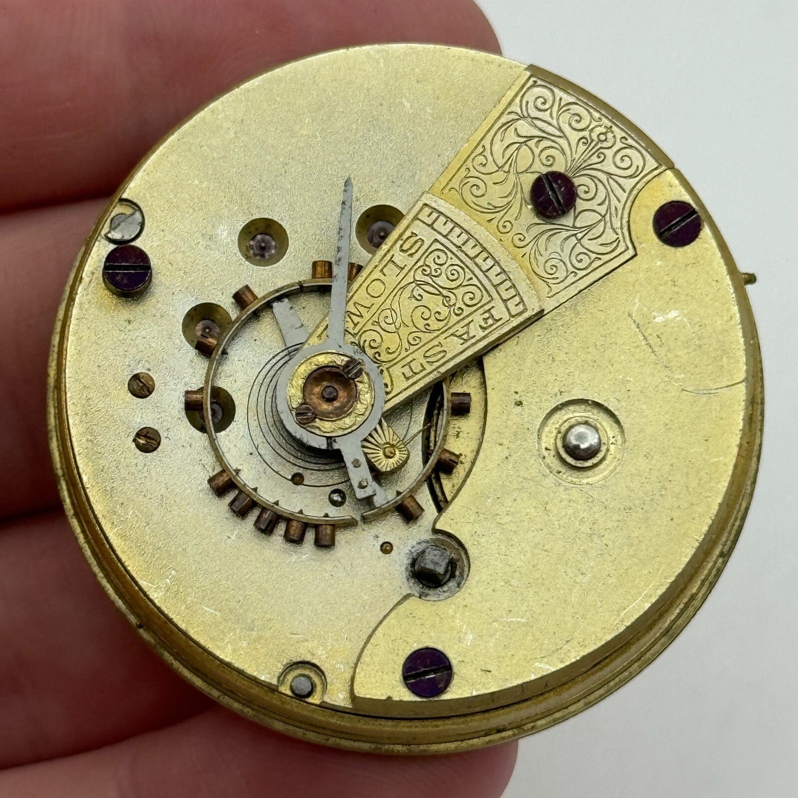 45.6mm Antique Lucerne E Swiss Key Wound Pocket Watch Movement PARTS REPAIR