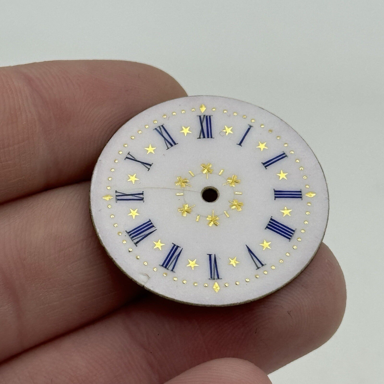 30.9mm Antique Beautiful Porcelain Patterned Pocket Watch Dial Spares Parts