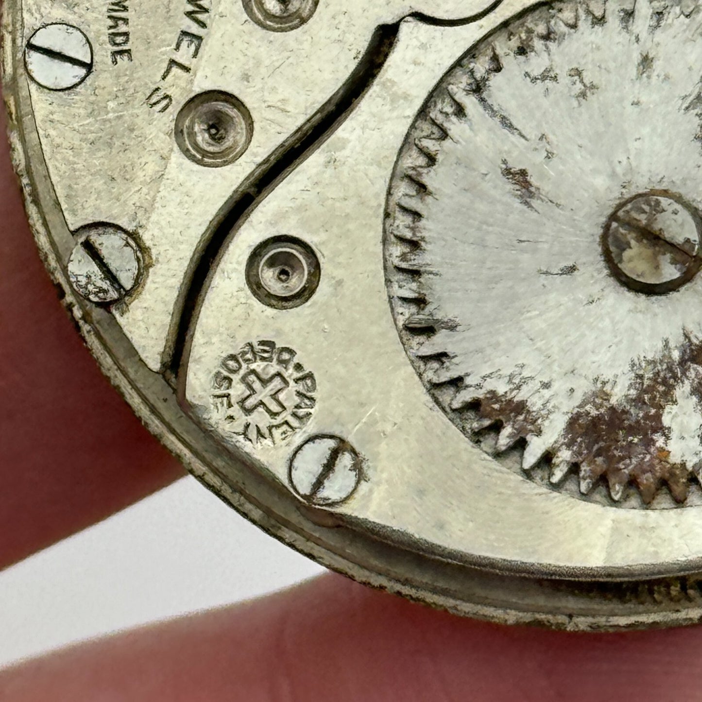 42.7mm Unidentified 7 Jewels Patent Depose Vintage Pocket Watch Movement PARTS