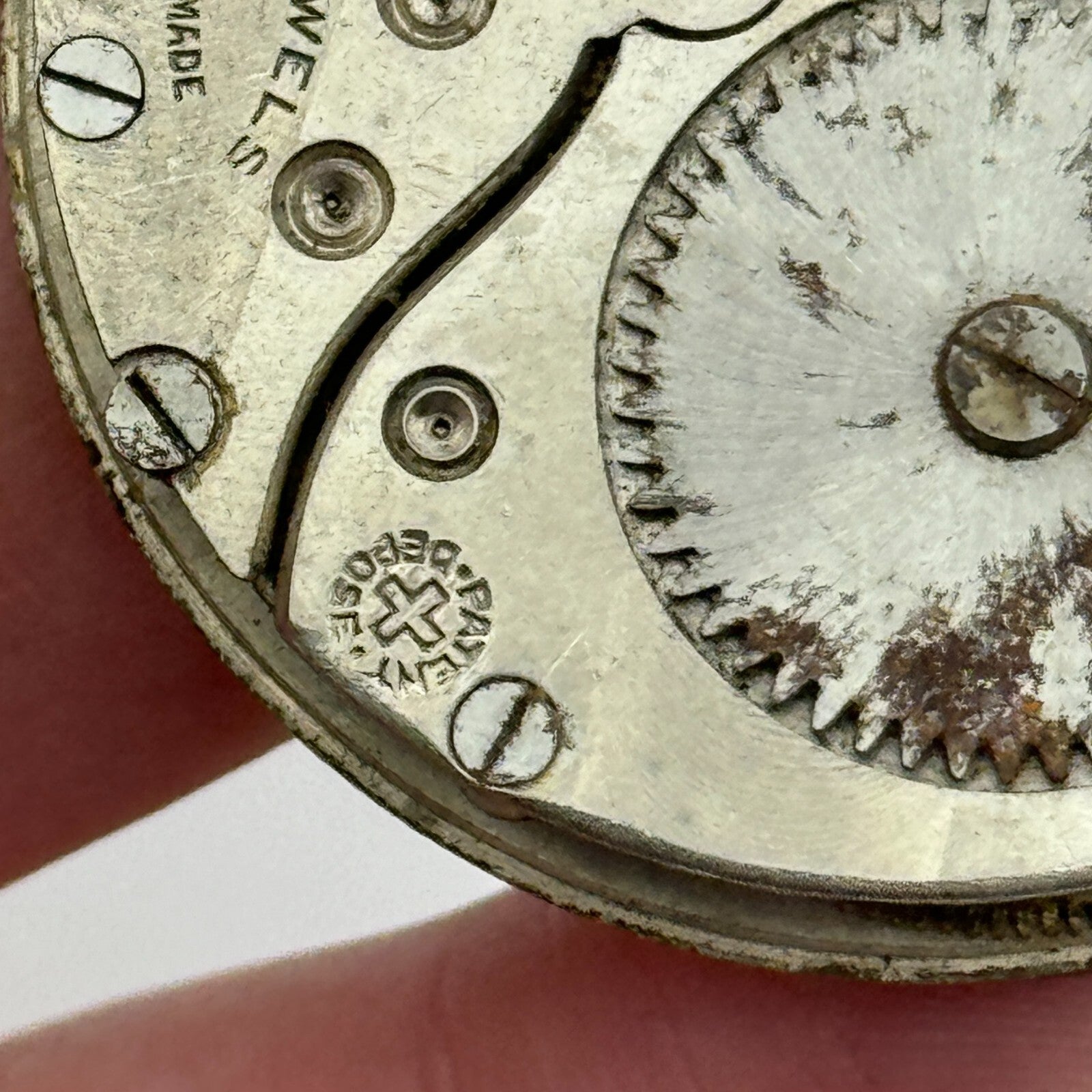 42.7mm Unidentified 7 Jewels Patent Depose Vintage Pocket Watch Movement PARTS