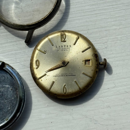 34mm Men's Vintage BFG Lantex Calendar 21 Jewels Antimagnetic Watch PARTS