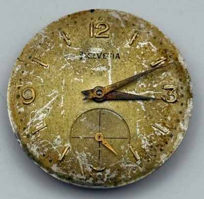 Helvetia 80C Watch Movement Manual Wind Vintage Swiss 17 Jewels Parts 25.6mm