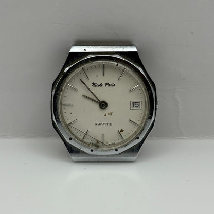 EB 870.111 Quartz Watch Nicole Paris Date Dial Swiss 33mm UNTESTED PARTS REPAIR