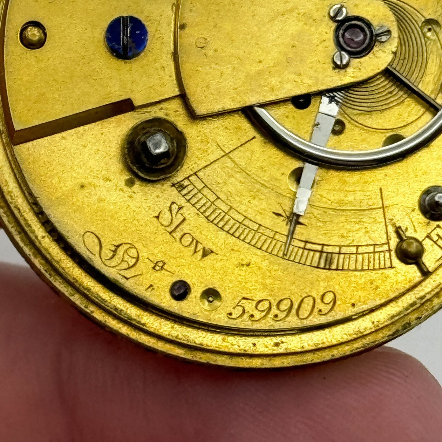 39.7mm W B Lahe Romford Antique English Fusee Pocket Watch Movement PARTS SPARES