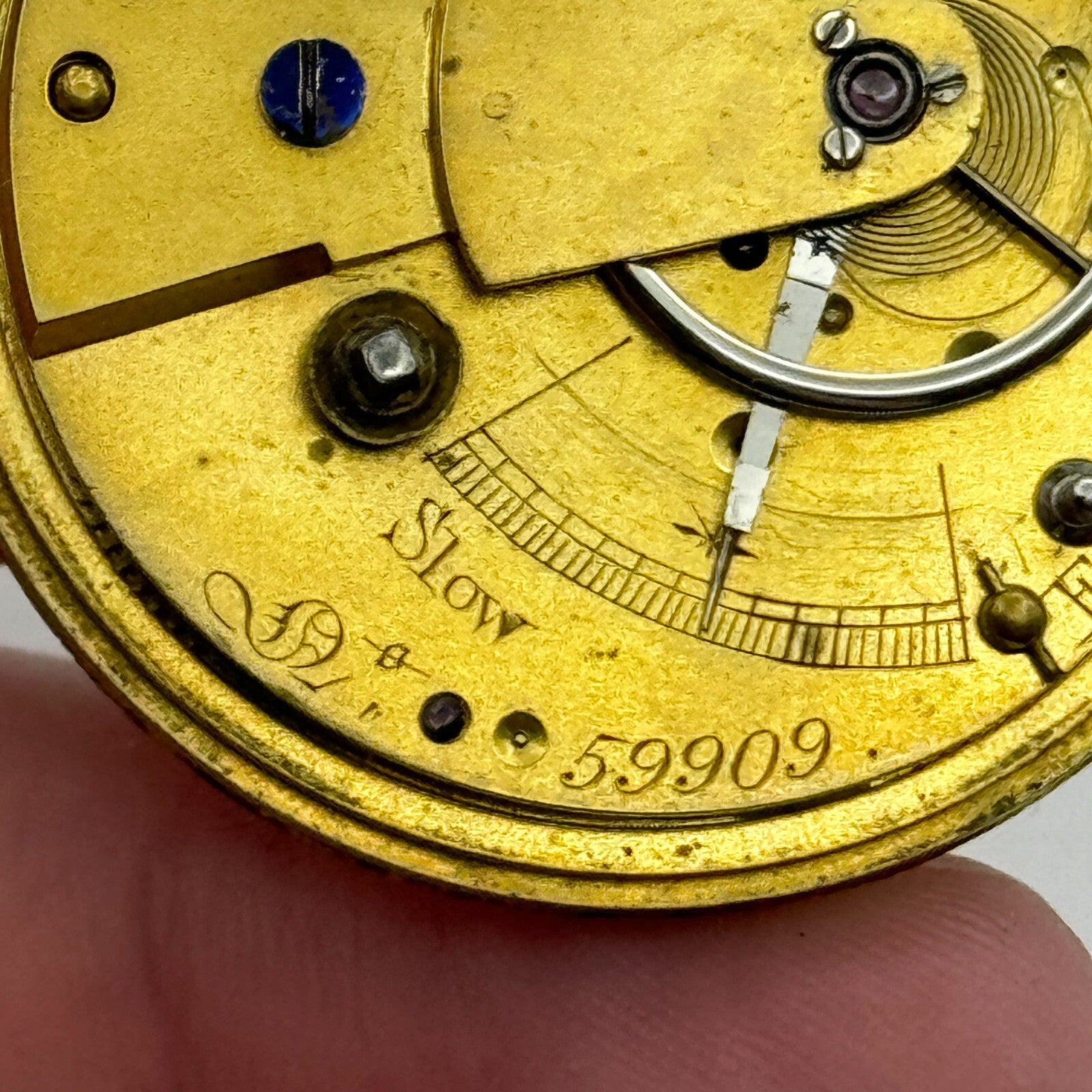 39.7mm W B Lahe Romford Antique English Fusee Pocket Watch Movement PARTS SPARES