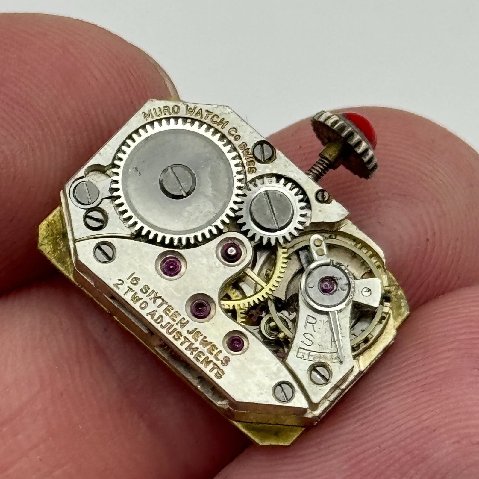 13mm Running Muro Watch Co Art Deco Manual Wind Red Crown Watch Movement PARTS