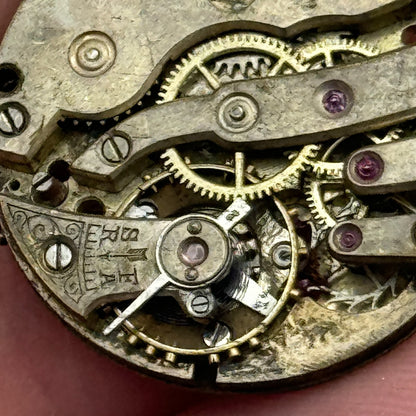 23.6mm Men's Unidentified Antique Cylinder Swiss Manual Wind Watch Movement PART