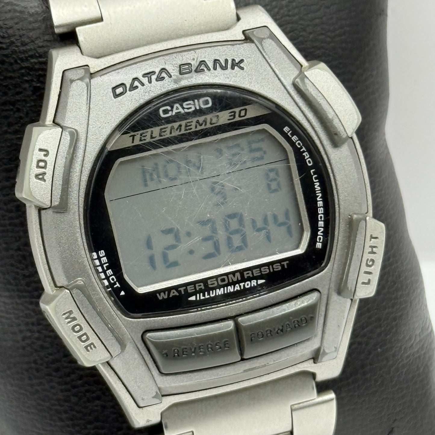 Casio DB-35H Data Bank Telememo 30 Men’s Quartz Watch Silver Tone Working 39mm