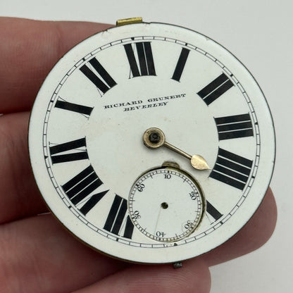 46.6mm Richard Grunert Beverley Antique Key Wound Pocket Watch Movement PARTS