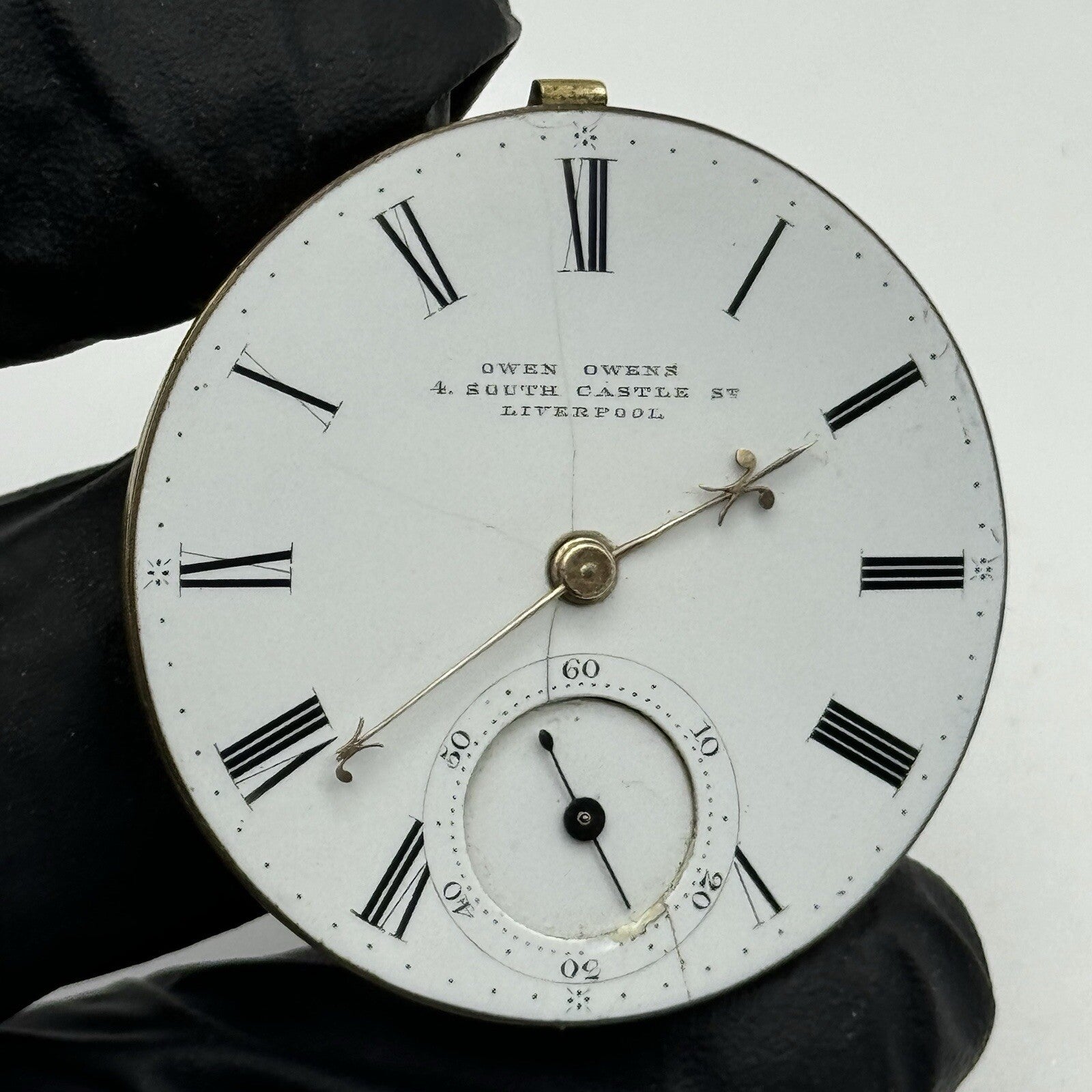 38.3mm Owen Liverpool Quality Fusee Pocket Watch Movement FOR PARTS Restore