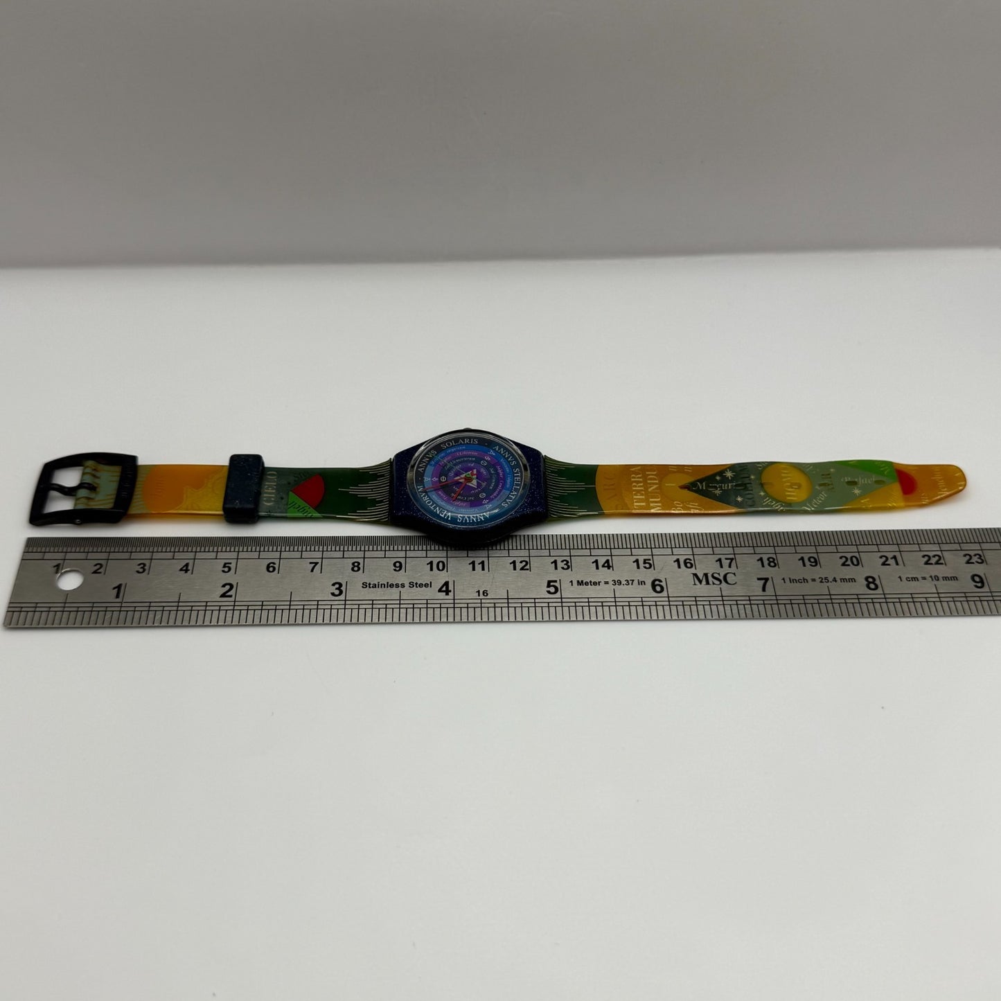 1992 Swatch Gent GN131 Tarot Colorful Strap Quartz Watch Swiss + Box 33mm