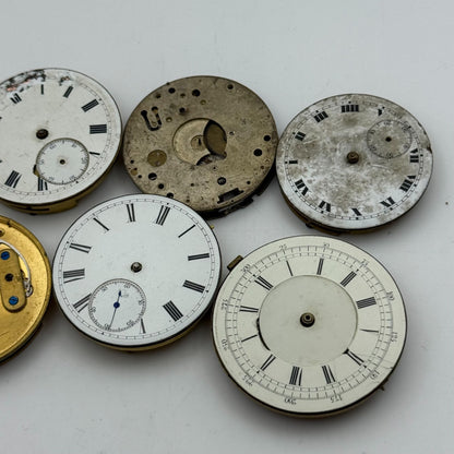 Bundle Of 6 Mixed Antique / Vintage Pocket Watch Movements PARTS REPAIR SPARES
