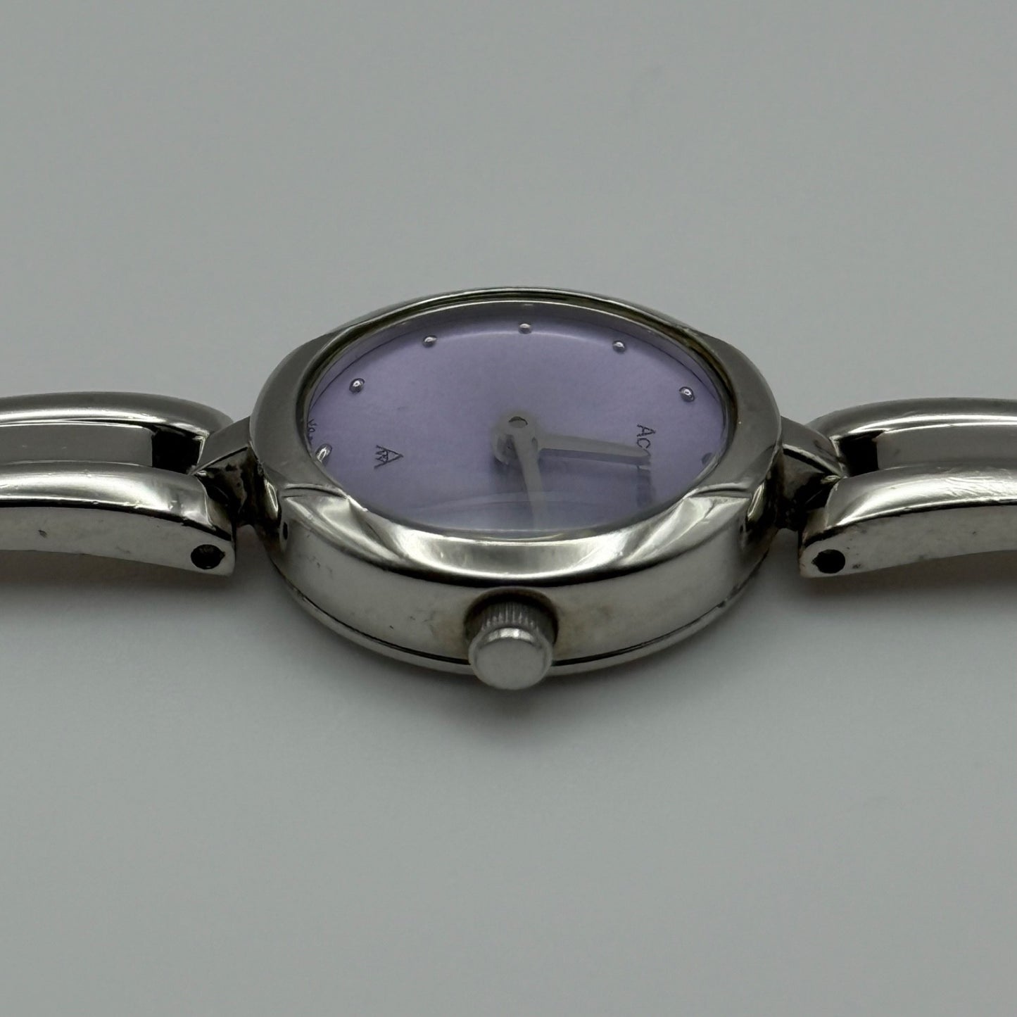 Working Accurist Ladies Purple Dial Silver Tone 19mm Quartz Watch LB327 Japan