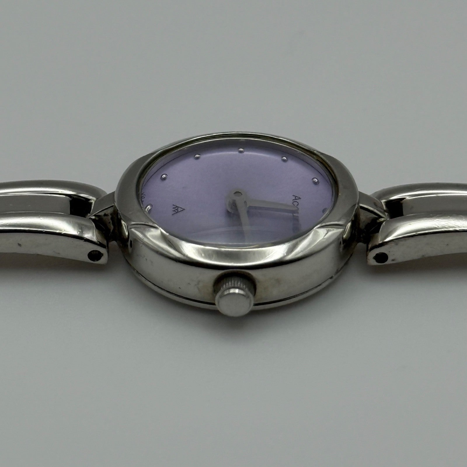 Working Accurist Ladies Purple Dial Silver Tone 19mm Quartz Watch LB327 Japan